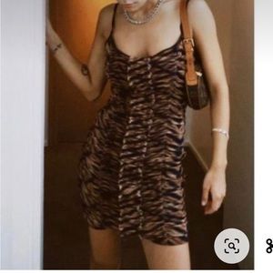 Never worn urban outfitters tiger ruched mesh bodycon mini dress
